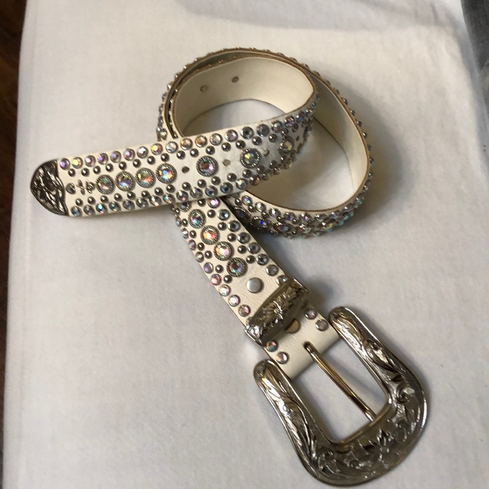 KIPPYS Iridescent Swarovski Crystal Leather Belt